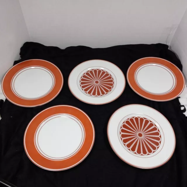 Fitz And Floyd Rondelet Terra Cotta Design Salad/Dessert/ Bread Plates Set Of 5