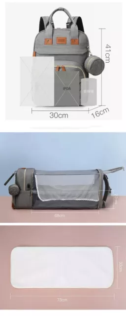 Foldable Diaper Bag Baby Bed Portable Bassinet Crib Backpack Travel/Sleep 6