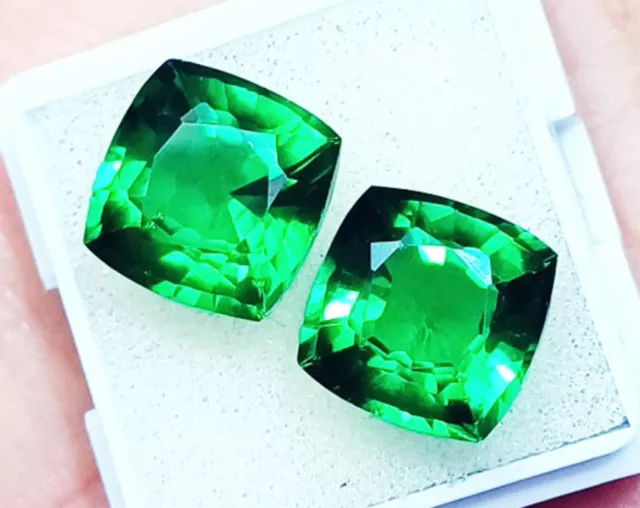 Natural Tsavorite Garnet Loose Gemstone Cushion Cut 16+ Ct Certified Pair R511