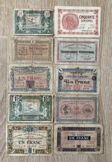 FRANCE   Lot de 10 billets français de banque