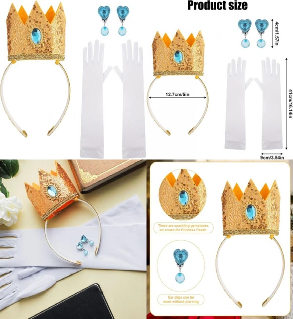 NQEUEPN 3pz Crown per Princess Peach, Cosplay Peach Costume per...