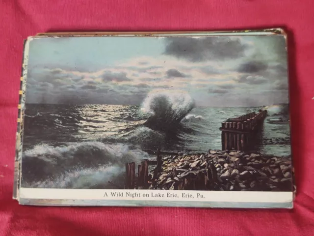 ERIE PA 1914 WILD NIGHT on LAKE Postcard