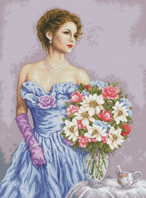 Kit Punto Croce Luca-S Tarancuta – Disegno Donna 34x44 Cm, Tela Aida 18 Punti, 47 Fili Anchor Presortati, Istruzioni Incluse