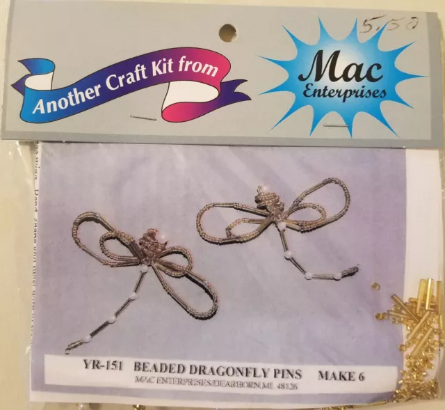 Beaded Dragonfly Pin Brooch Beading Jewelry Craft Kit Mac Enterprises Vintage