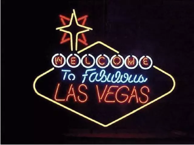 Welcome to Fabulous Las Vegas Casino Poker 24"x20" Neon Sign Lamp Light L