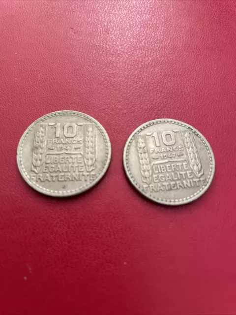 Piece 10 francs Turin 1947 cupronickel   Lot De 2 Pièces Une B Sous ER