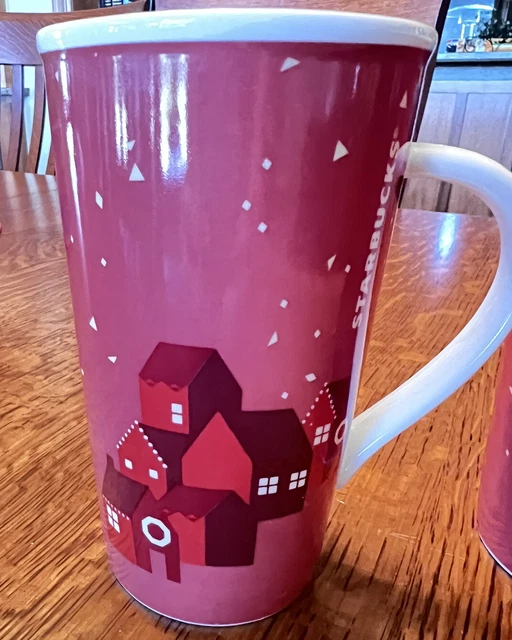 2 Mugs : 2013 Starbucks Christmas Holiday Tall 16 oz Mugs Red Winter Holiday