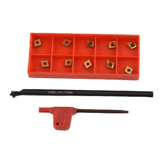 S06K-SCLCR06 Lathe Boring Bar Turning Tool Holder&10pcs CCMT060204 HM Carbide In