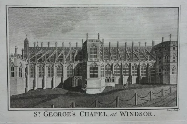 ST GEORGE'S CHAPEL, WINDSOR CASTLE, original antique print, Boswell, 1786