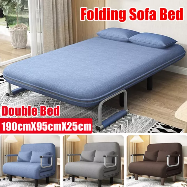 Folding Single/Double Fabric Sofa Bed Chair Sleep Lounge Sleeper Leisure Guest