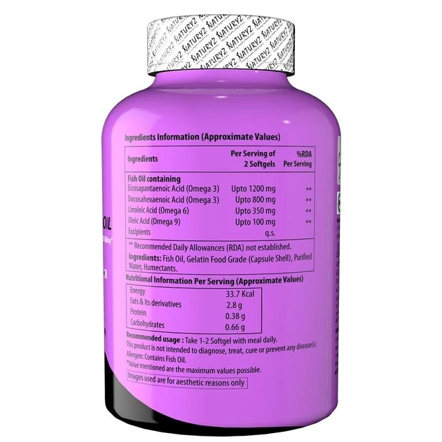 NATURYZ TRIPLE STRENGTH Omega 3 Fish Oil with Highest Strength 60 ...