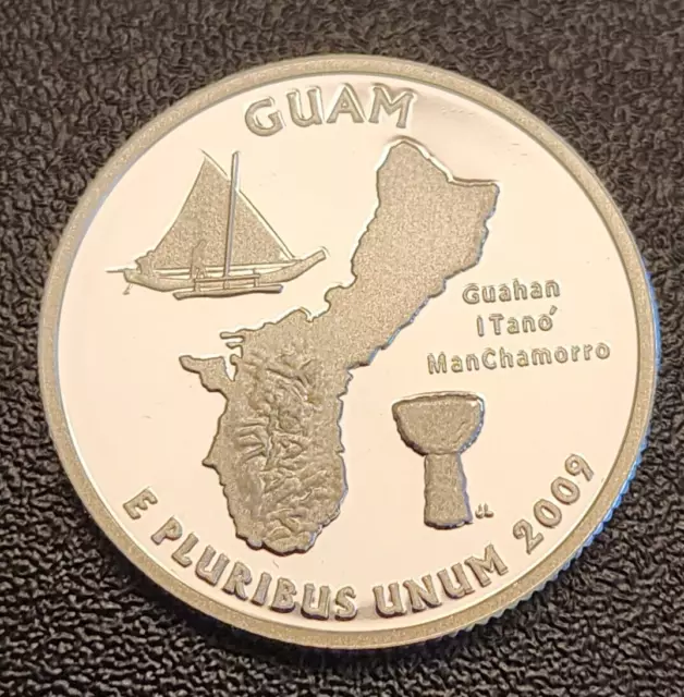 2009 S Silver Proof Guam Quarter - From a Proof Set - 90% Silver