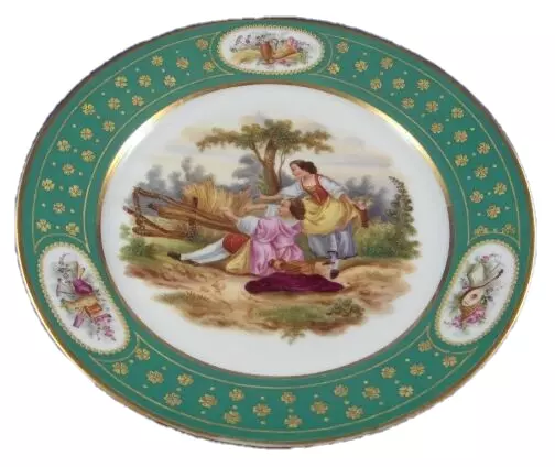 Antique French Paris Porcelain Scenic Scene Plate Porcelaine Vieux Old France