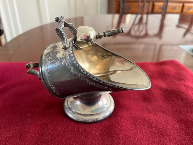 Victorian Sugar Scuttle with Scoop, Silver Plated Britannia Metal