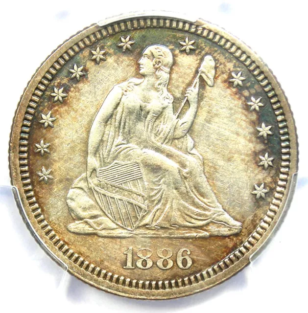 1886 Seated Liberty Quarter 25C - Certified PCGS AU Detail - Rare Date Coin