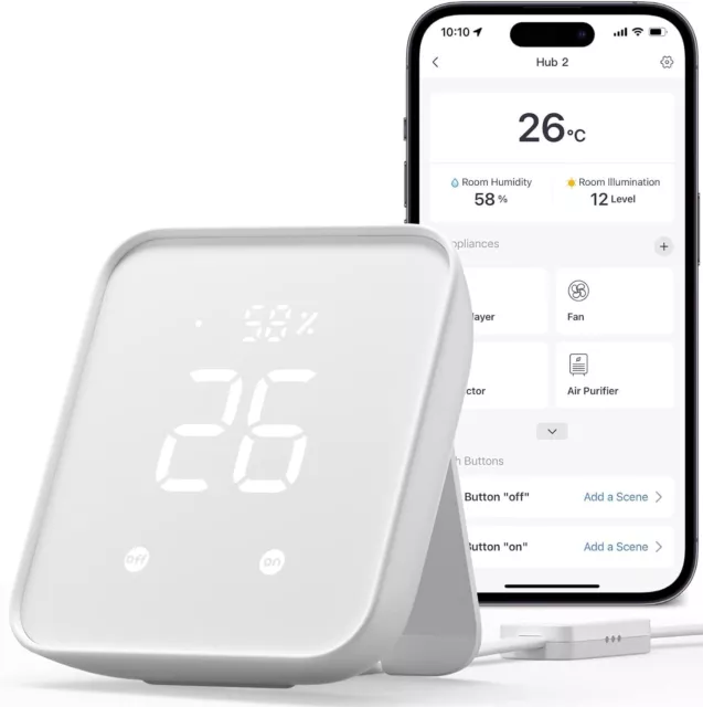 SwitchBot Hub 2 - thermomètre hygromètre WiFi, télécommande IR, Intelligente Ain