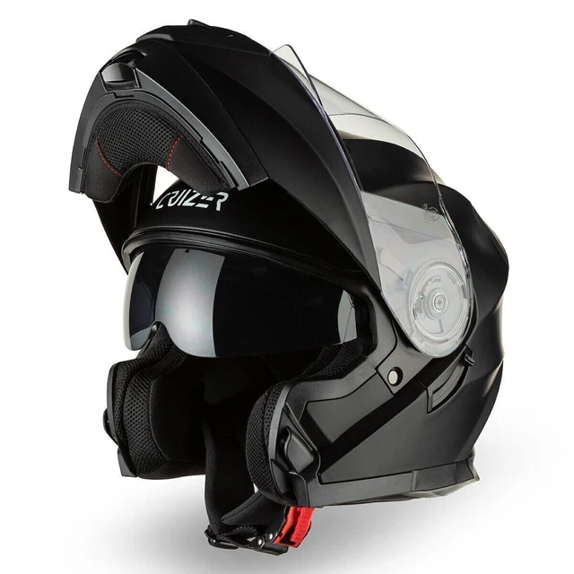 Cruizer Casco Moto Scooter Modular Homologado Doble Visera Negro