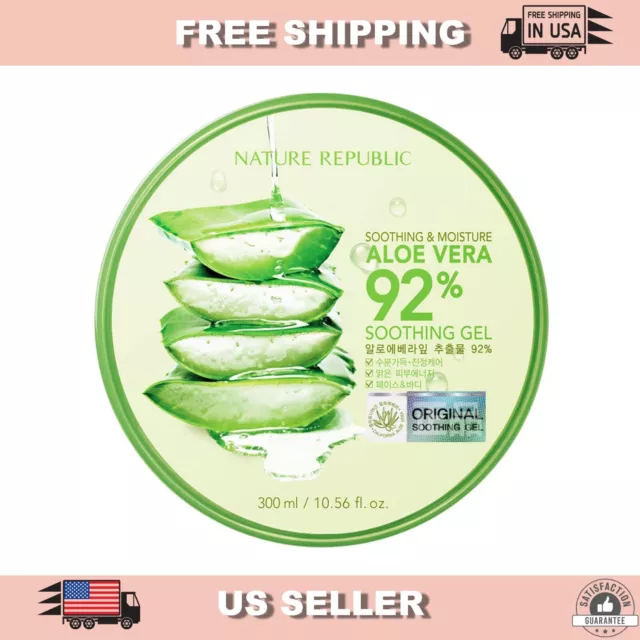 NATURE REPUBLIC Aloe Vera Soothing Gel 300mL, Moisturizing Skin Care [US SELLER]