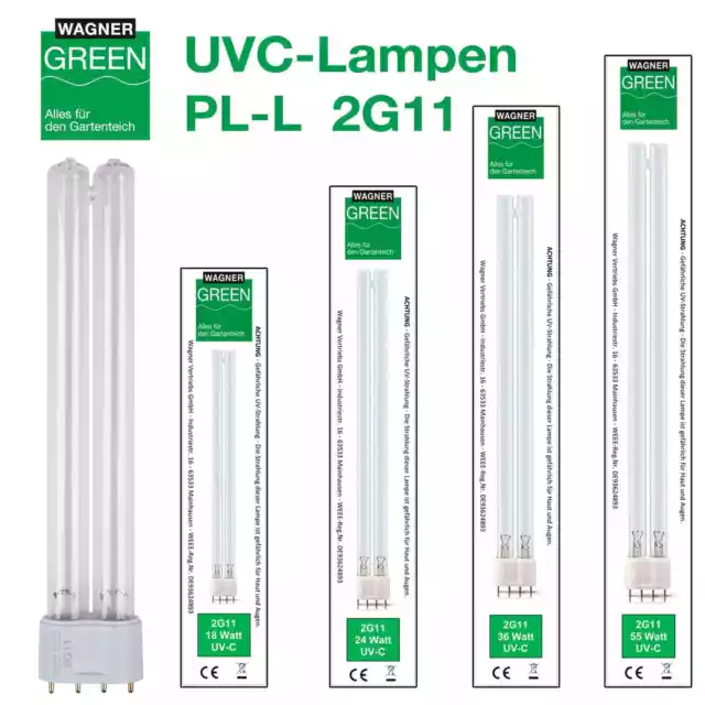 Wagner GREEN UVC Lampe 2G11 PL-L 4Pin Entkeimungs Ersatzlampe 18 24 36 55 Watt