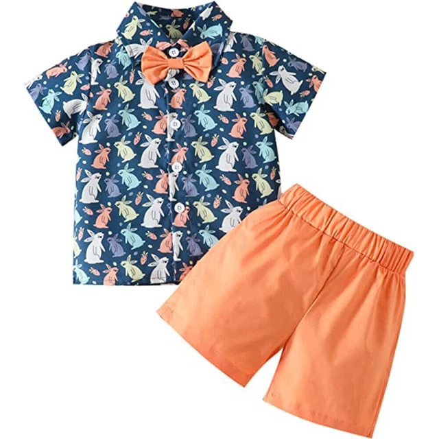 Toddler Baby Boy Spring Easter Short Sleeve Outfit Pants Set, Shirts and Shorts`