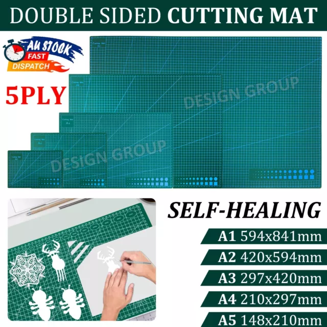 A1 A2 A3 A4 A5 5Ply Thick Self Healing Cutting Mat Double-Side Art Craft DIY AU