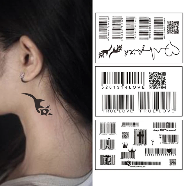 Code Ange Tatouage De Code Barres D'ange Noir 209 Occult Tattoos Stock Photos,