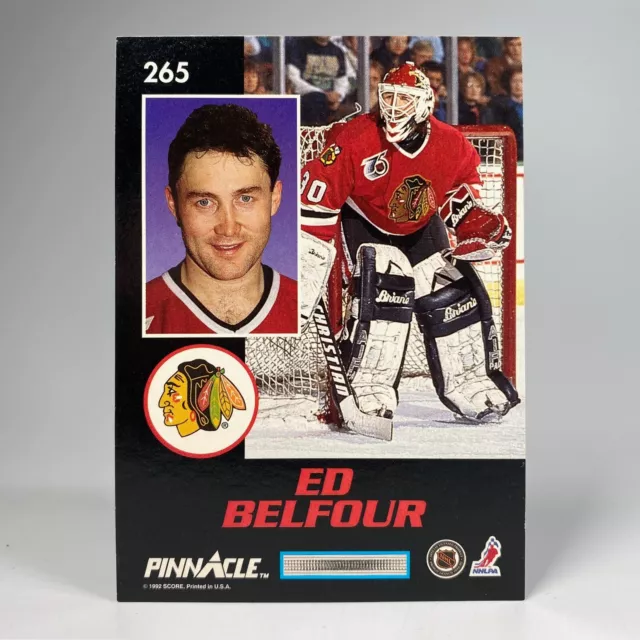 1992-93 Pinnacle NHL Hockey MASKS #265 Ed BELFOUR Chicago BLACKHAWKS Goalie 2