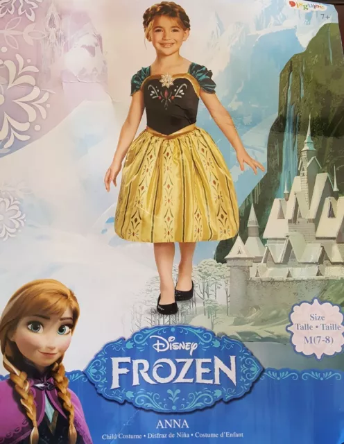 Disguise Disney Frozen Anna Dress Halloween Child Costume Medium (7-8) New!