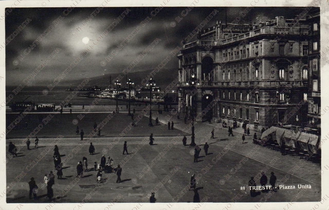1937 TRIESTE Piazza Unità Cartolina animata