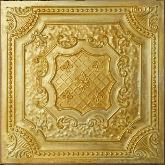 Ceiling tile Faux tin golden decor restaurant wall panel PL04 10pcs/lot