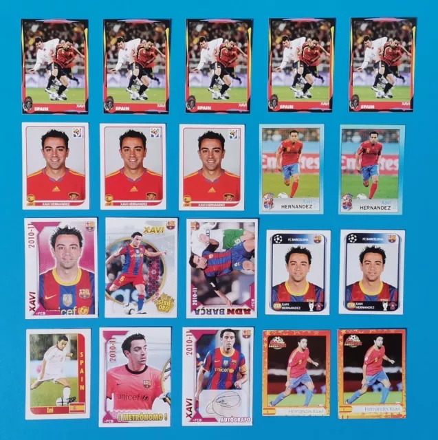 Lot x40 XAVI HERNANDEZ Spain Barcelona Al Sadd Soccer Stickers & Cards Panini