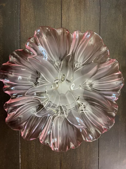 Vintage Mikasa Pink Tulips Crystal Serving Platter -Satin, Floral, Frosted- EUC