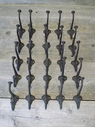 25 Rustic Cast Iron Coat Hat Wall Hooks Restore School Farm Towel Bath Kitchen 2