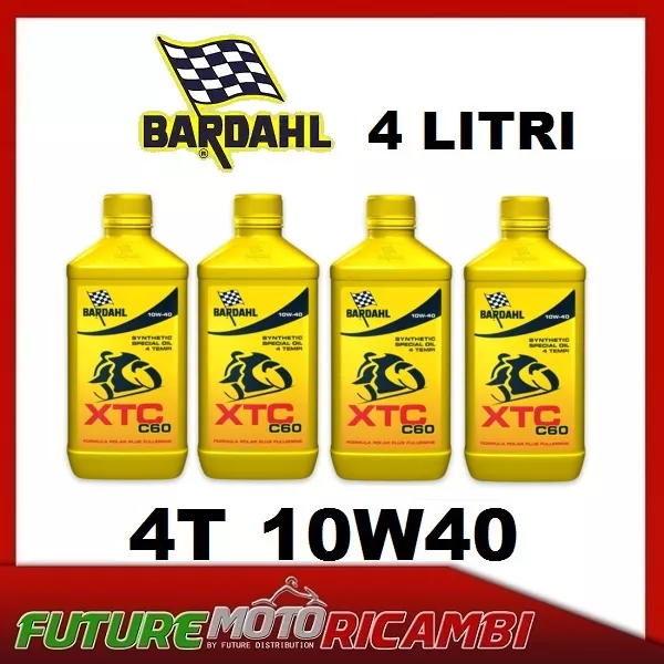 Bardahl 4 Litri Olio Motore Xtc C60 4T 10W40 Kit Moto Scooter Oil Quad Kawasaki