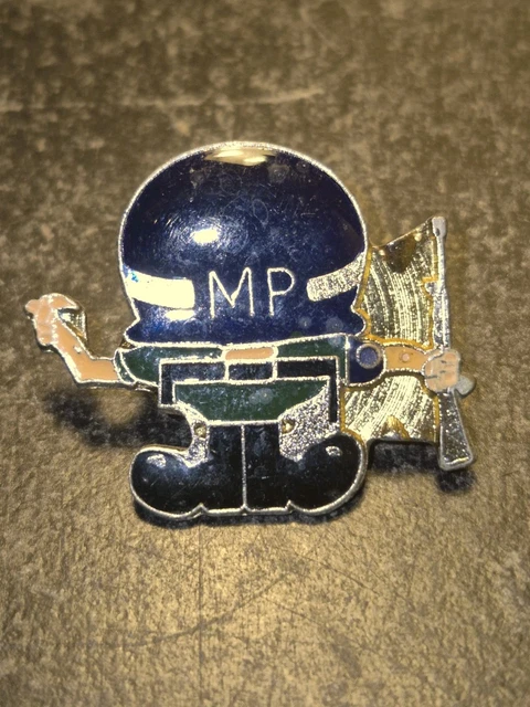 ARMY MP MILITARY Police Hat Pin MP Holding Rifle Enamel Pinback Blue 1 ...