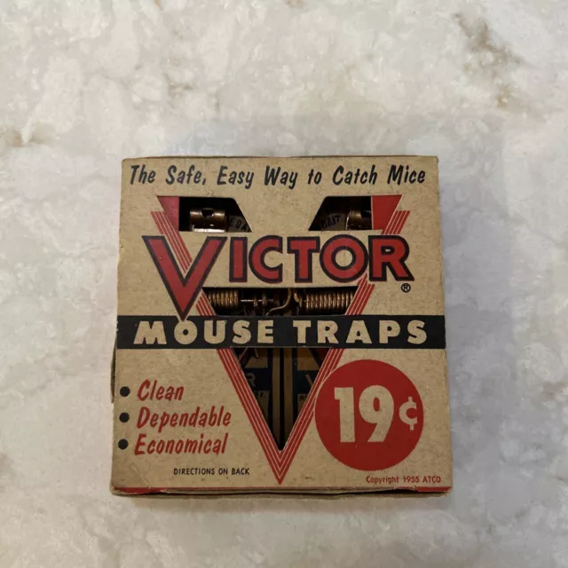VICTOR 2 Pack VINTAGE Mouse Traps 19 cent Box 1955 NOS🔥👀FAST SHIPPING/READ