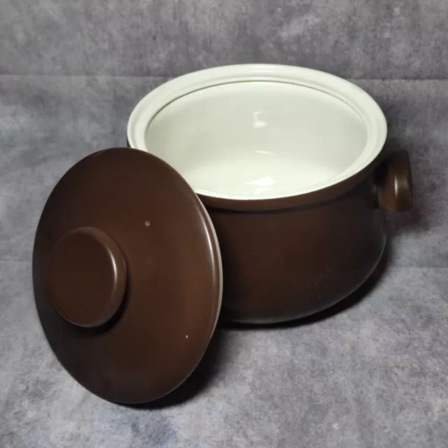 Brown Crock Pot Oven Proof Stone Ware H 13.5cm (without lid) W 20cm 3