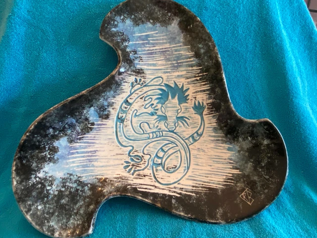 Dragon Glazed Handcrafted Ceramic Blue Dish Tray Container Ruth B Cofe