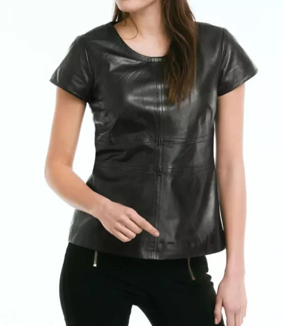 Leather Genuine Women's Casual Party Black Lambskin Handmade Top Formal Stylish