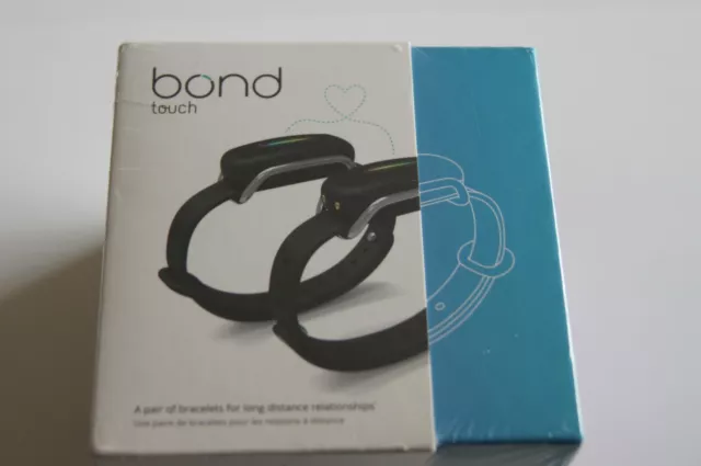 BOND TOUCH Pair of Bracelets Long Distance Connection Vibrate Couple BLACK NEW