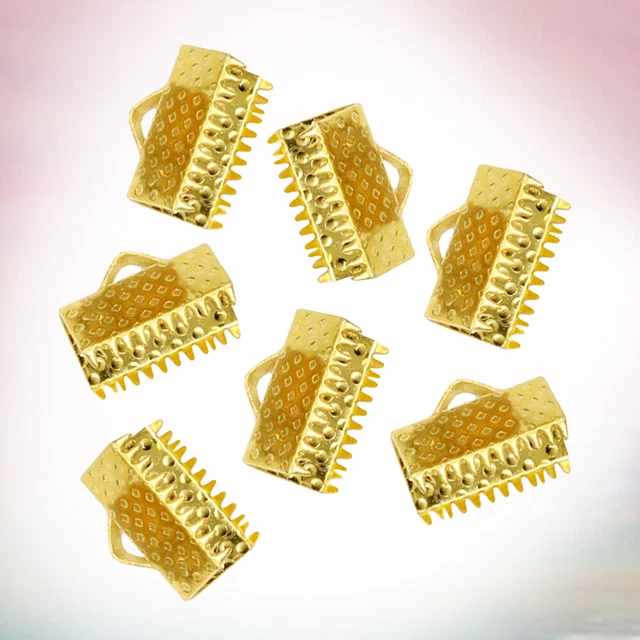 100 PIEZAS Abrazaderas Estructuradas Crimp Extremos Cinta-Crimp Cierre Metal