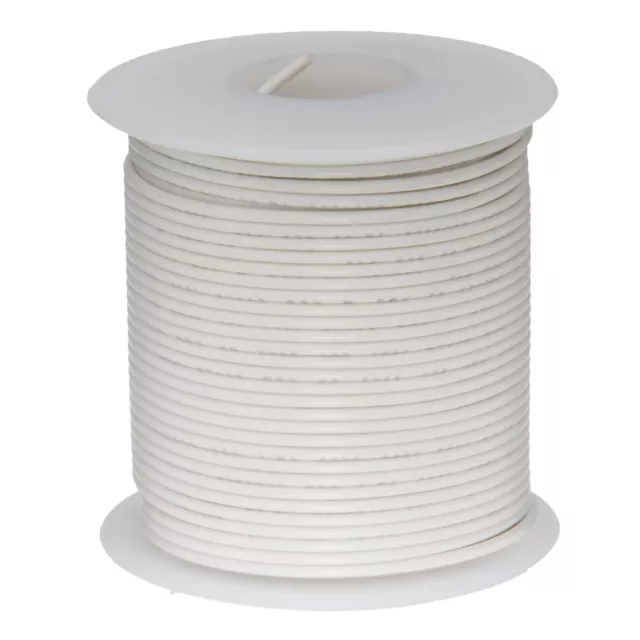 20 AWG Gauge Stranded Hook Up Wire White 100 ft 0.0320" UL1007 300 Volts