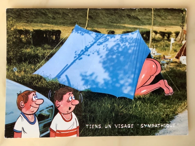CP humoristique serie "Camping" Tiens un visage sympathique !