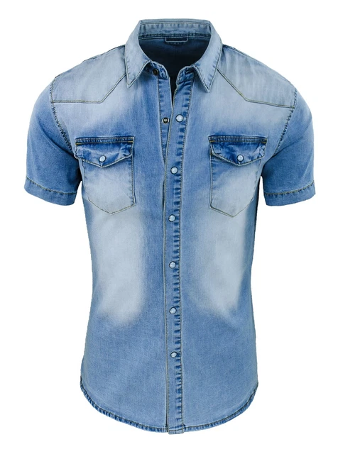 Camicia Uomo Sartoriale Blu Elegante Casual Slim Fit In Cotone Tag S M L XL XXL - Foto 9