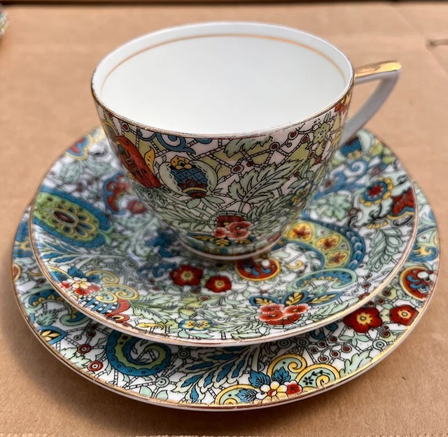 Minton Green Paisley Trio - Cup, Saucer, Plate - Collectable