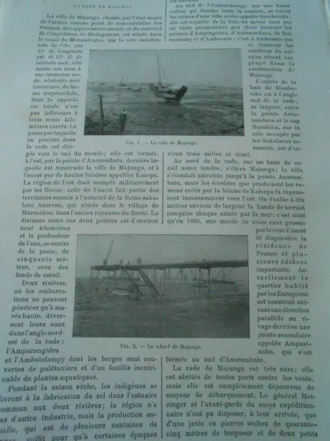 A Madagascar La rade de Majunga Le Wharf Gravure 1895