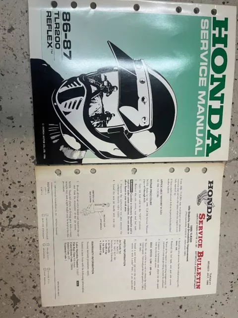 1986 1987 HONDA TLR200 REFLEX Service Shop Repair Manual OEM Set