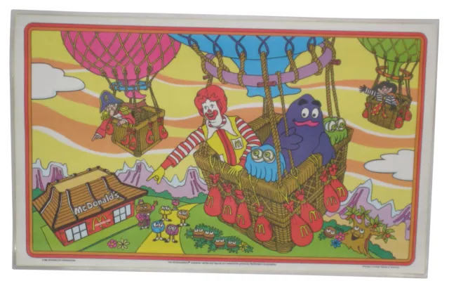 Mcdonald Ronald & Amis En Air Ballon Rapide Nourriture (1981) Vintage Table