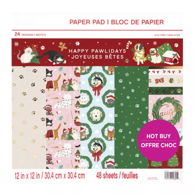 Craft Smith Design-Papierblock 30,4 x 30,4cm (48 Blatt) - Happy Pawlidays