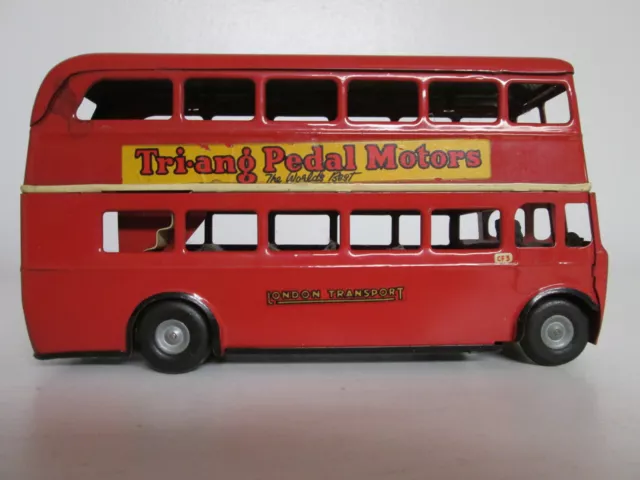 TRI-ANG MINIC CLOCKWORK TIN LONDON DOUBLE DECKER BUS with a KEY